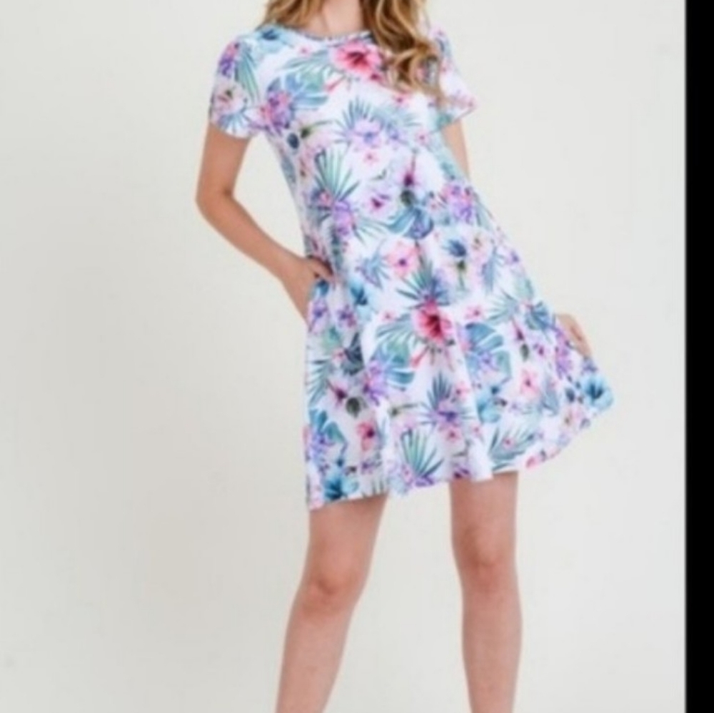 Womens floral short flair dress